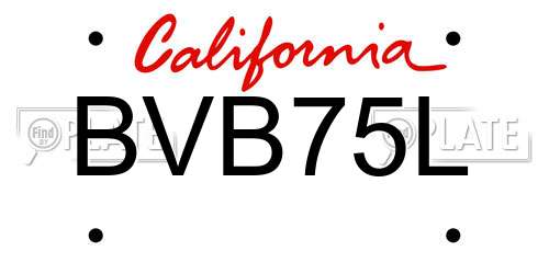 BVB75L California License Plate
