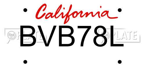 BVB78L California License Plate