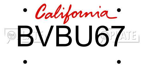 BVBU67 California License Plate