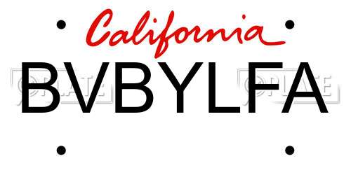BVBYLFA California License Plate