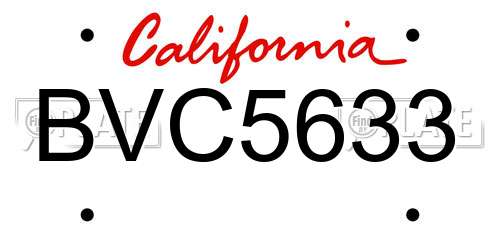 BVC5633 California License Plate