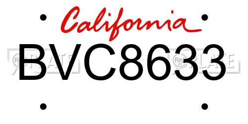 BVC8633 California License Plate