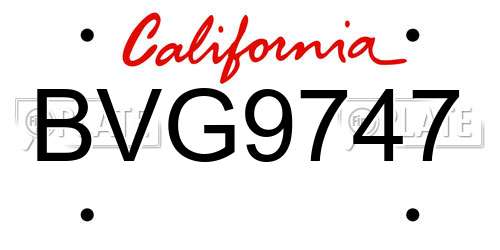 BVG9747 California License Plate