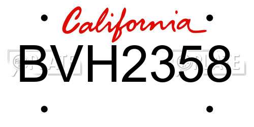 BVH2358 California License Plate