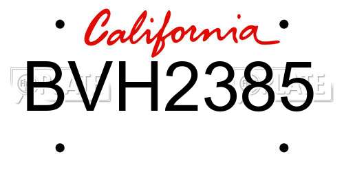 BVH2385 California License Plate