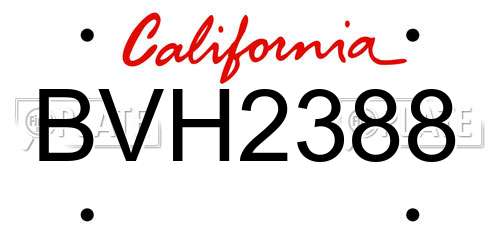 BVH2388 California License Plate
