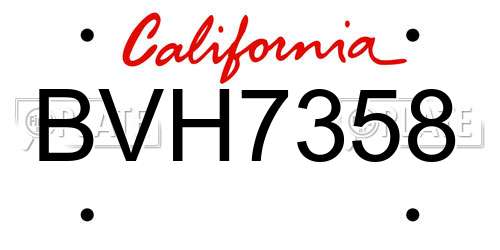 BVH7358 California License Plate