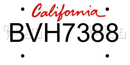BVH7388 California License Plate