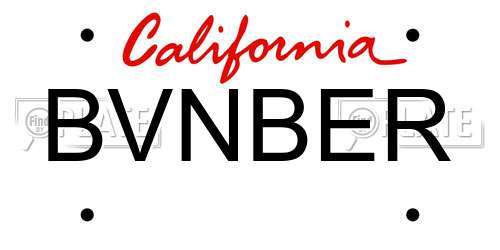 BVNBER California License Plate