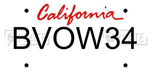 BVOW34 California License Plate