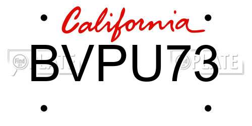 BVPU73 California License Plate