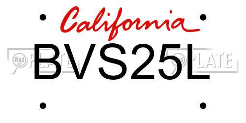 BVS25L California License Plate
