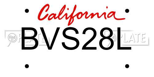 BVS28L California License Plate