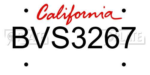 BVS3267 California License Plate