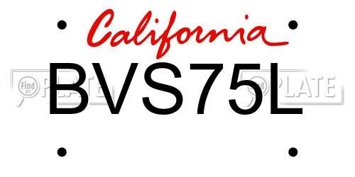 BVS75L California License Plate