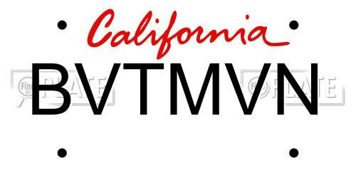BVTMVN California License Plate