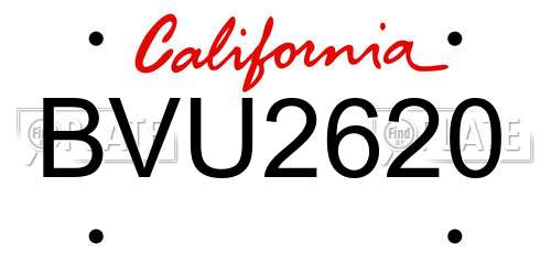 BVU2620 California License Plate