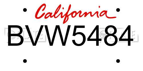 BVW5484 California License Plate