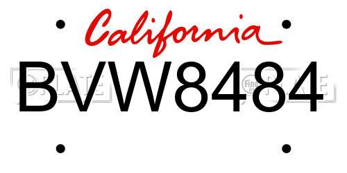 BVW8484 California License Plate