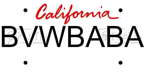 BVWBABA California License Plate