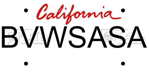 BVWSASA California License Plate
