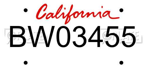 BW03455 California License Plate