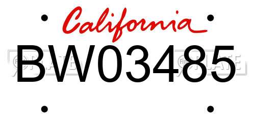 BW03485 California License Plate
