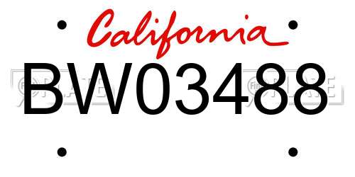 BW03488 California License Plate