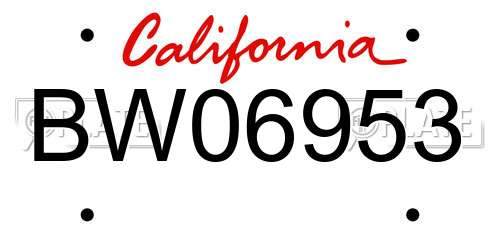 BW06953 California License Plate