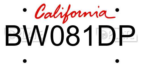 BW081DP California License Plate