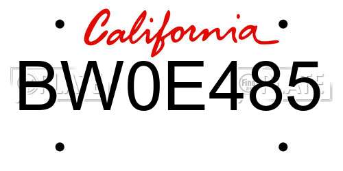 BW0E485 California License Plate