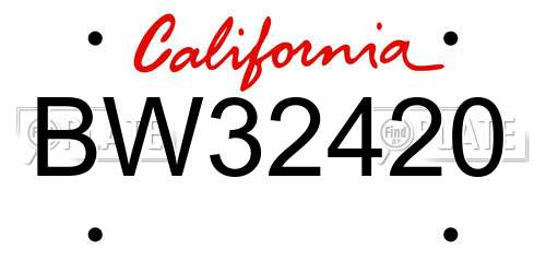 BW32420 California License Plate