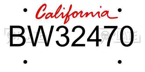BW32470 California License Plate