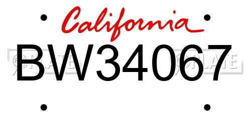 BW34067 California License Plate