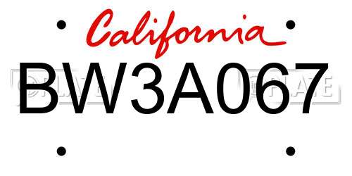 BW3A067 California License Plate