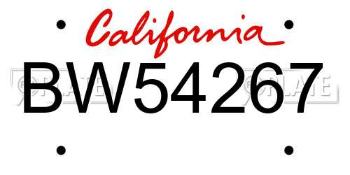 BW54267 California License Plate