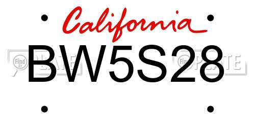 BW5S28 California License Plate
