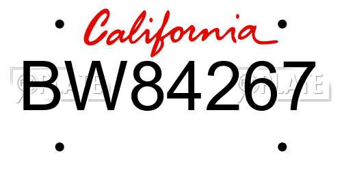 BW84267 California License Plate