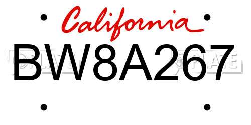 BW8A267 California License Plate
