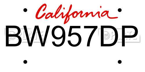 BW957DP California License Plate