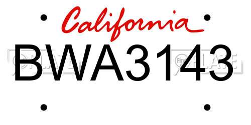 BWA3143 California License Plate