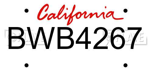 BWB4267 California License Plate