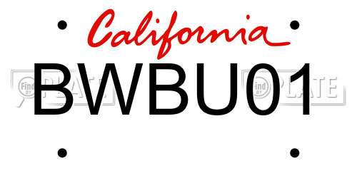 BWBU01 California License Plate