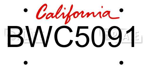BWC5091 California License Plate