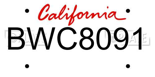 BWC8091 California License Plate