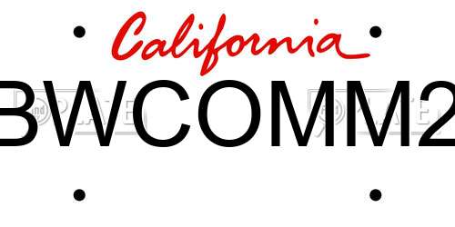 BWCOMM2 California License Plate