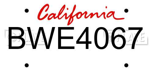BWE4067 California License Plate