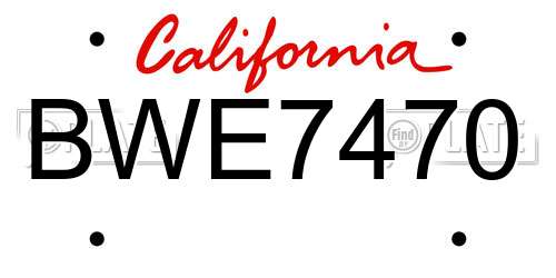 BWE7470 California License Plate