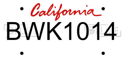 BWK1014 California License Plate