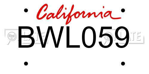 BWL059 California License Plate